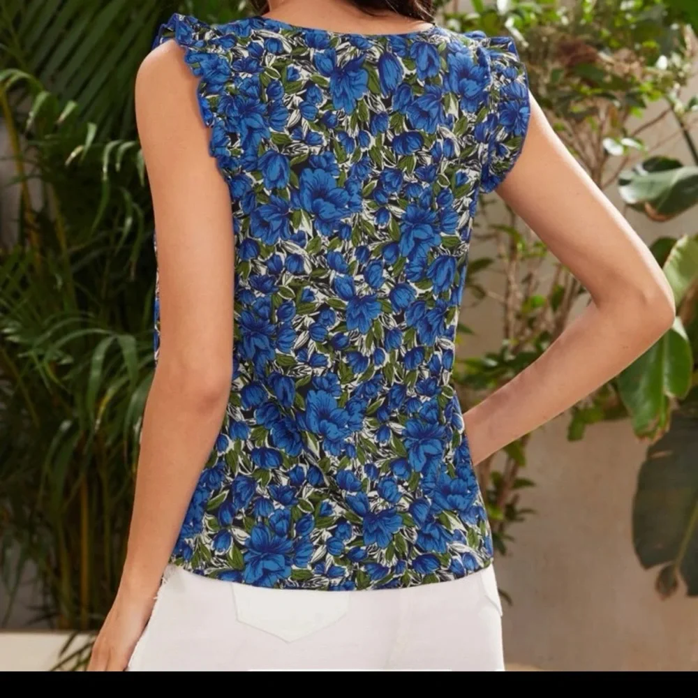Ruffle Trim Floral Top - Picture 4 of 6